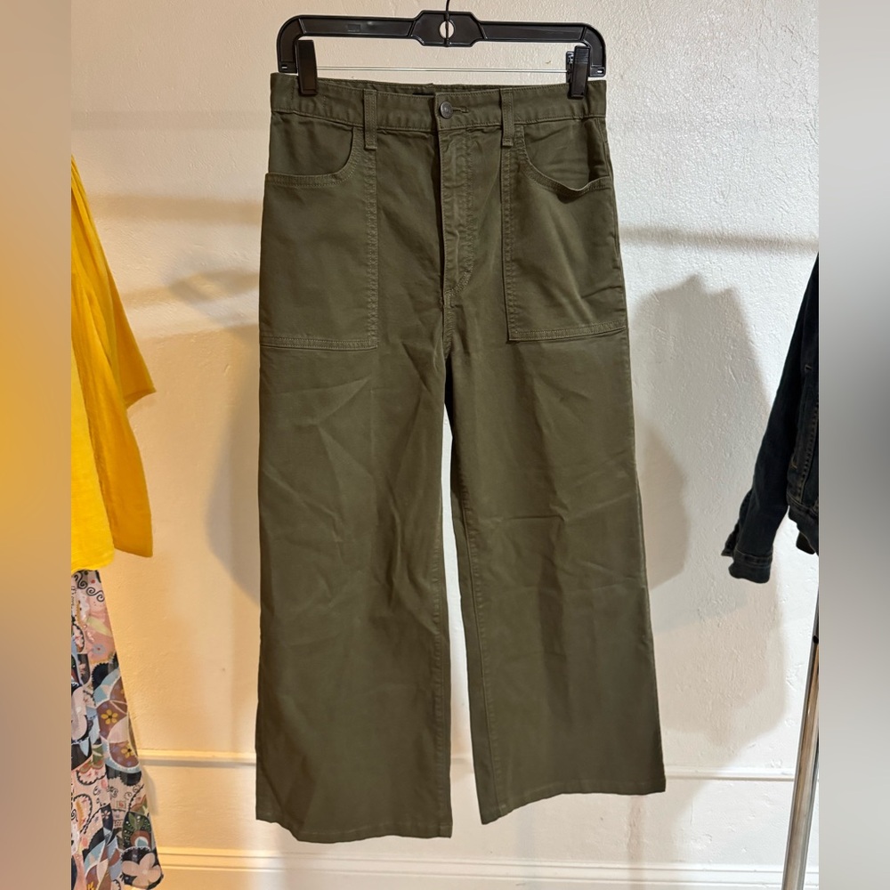 Veronica Beard Khaki Wide-Leg Trousers